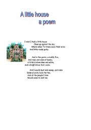 English Worksheet: A little house a poem