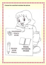 English worksheet: Classroom items