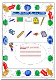 English Worksheet: school objects