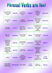 English Worksheet: Phrasal Verb domino - Verbs: KEEP - MAKE - FALL - WORK