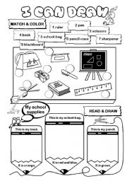 English Worksheet: I can draw! (series) - school