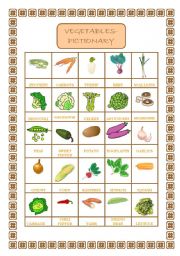 English Worksheet: VEGETABLES-PICTIONARY