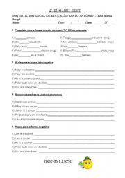 English Worksheet: test to be