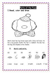 English Worksheet: the face