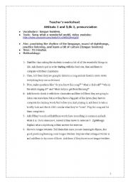 English Worksheet: Lesson Plan - using tongue twisters in class