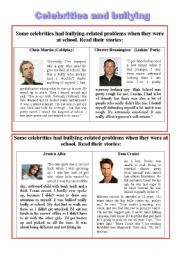 English Worksheet: (Part 1) Celebrities and bullying