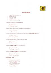 English worksheet: Countable and uncountable nouns