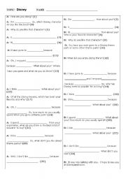 English Worksheet: Disneyland - A Conversation Template