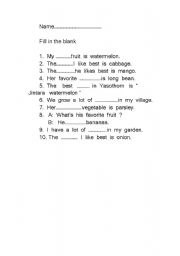 English Worksheet: Fill in the blank