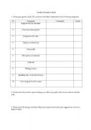 English Worksheet: Teacher assessment