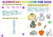 English Worksheet: elementary revision for kids