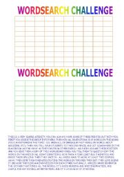 English worksheet: wordsearch challenge