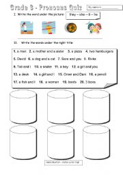 English worksheet: easy pronouns quiz