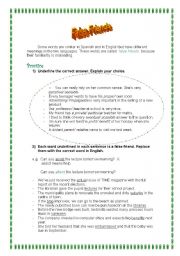 English Worksheet: False friends