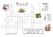 English worksheet: Easy Food Crossowrd (Hebrew and English)