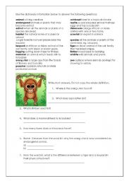 English worksheet: endangered animals