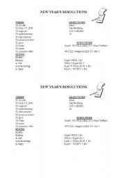 English worksheet: new years resolution vocabulary 