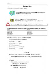 English Worksheet: Much. Many and a lot of