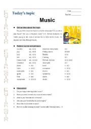 English Worksheet: Music