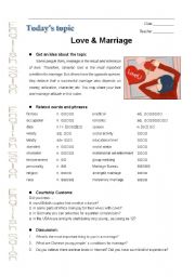 English Worksheet: love and marriage