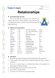 English Worksheet: relationships