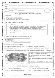 English Worksheet: evaluation English 2