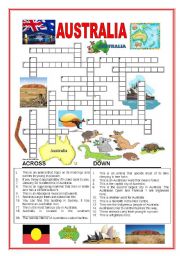 English Worksheet: Australia crossword