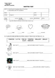 English Worksheet: parts of the body WH questions
