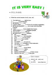 English worksheet: verb to be primary students easy