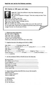 English Worksheet: was- were