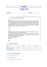 English Worksheet: WORKSHEET FOR STUDENTS 7 GRADE