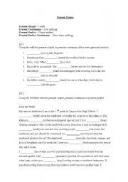 English Worksheet: Present Tenses
