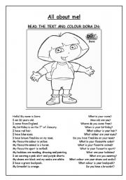 English Worksheet: All About Me