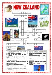 English Worksheet: New Zealand crossword