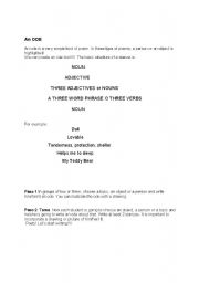 English Worksheet: Poetry: writing an Ode