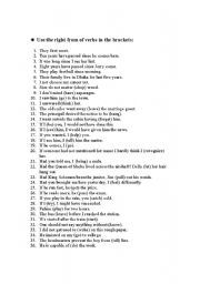 English Worksheet: Right form of verbs