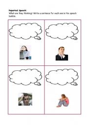 English worksheet: Reported Speech: What were they thinking? (1/3)