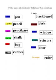 English Worksheet: class objects and colors