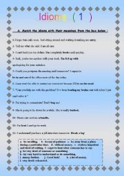 English Worksheet: Idioms