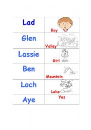 English Worksheet: Scottish Words- matching cards