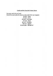 English worksheet: Charlie and the Chocolate Factory Movie 