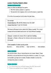 English worksheet: ELU  Jokes - Play on Words - Lesson Plan