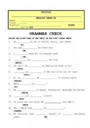 English Worksheet: Grammar Check - Past Simple