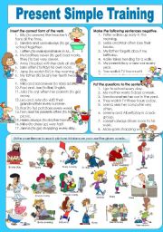 English Worksheet: BUILD UP THE GRAMMAR MUSCLES! Present Simple Training