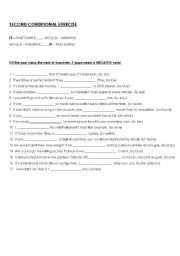 English worksheet: SECOND CONDITIONAL EXERCISE
