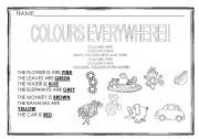 English Worksheet: colour everywhere
