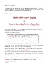 English Worksheet: Politically correct English ;-))