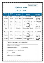 English Worksheet: V.To Be Sheet