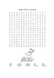 English worksheet: Summer Words: a word search