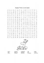 English Worksheet: Summer Words: a word search